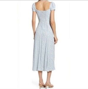 Reformation Sienne Puff Sleeve Square Neck Midi Dress in Genie B504